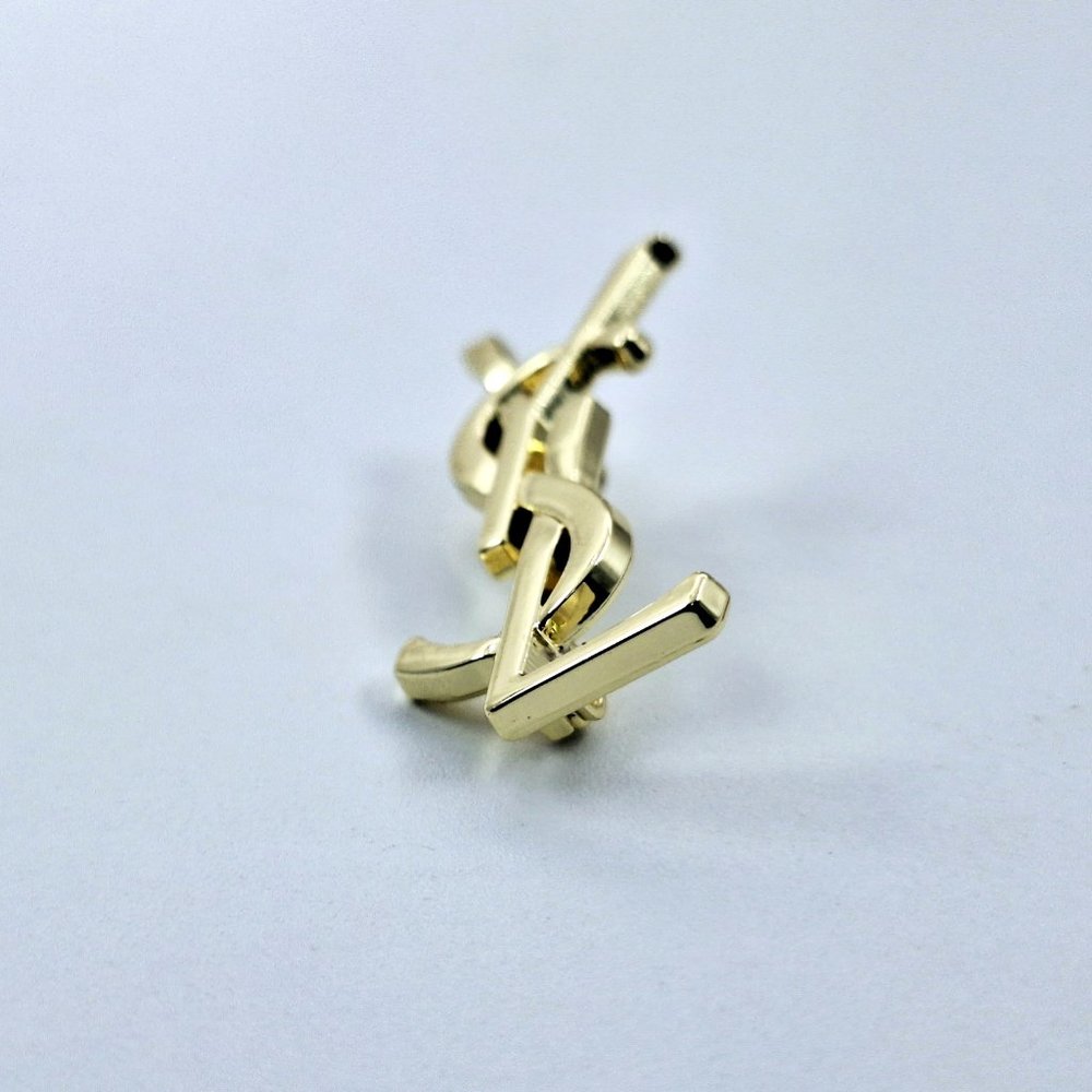 Vintage Gold Yves Saint Laurent YSL Brooch Employee Appreciation Lapel Pin Small - Picture 4 of 11